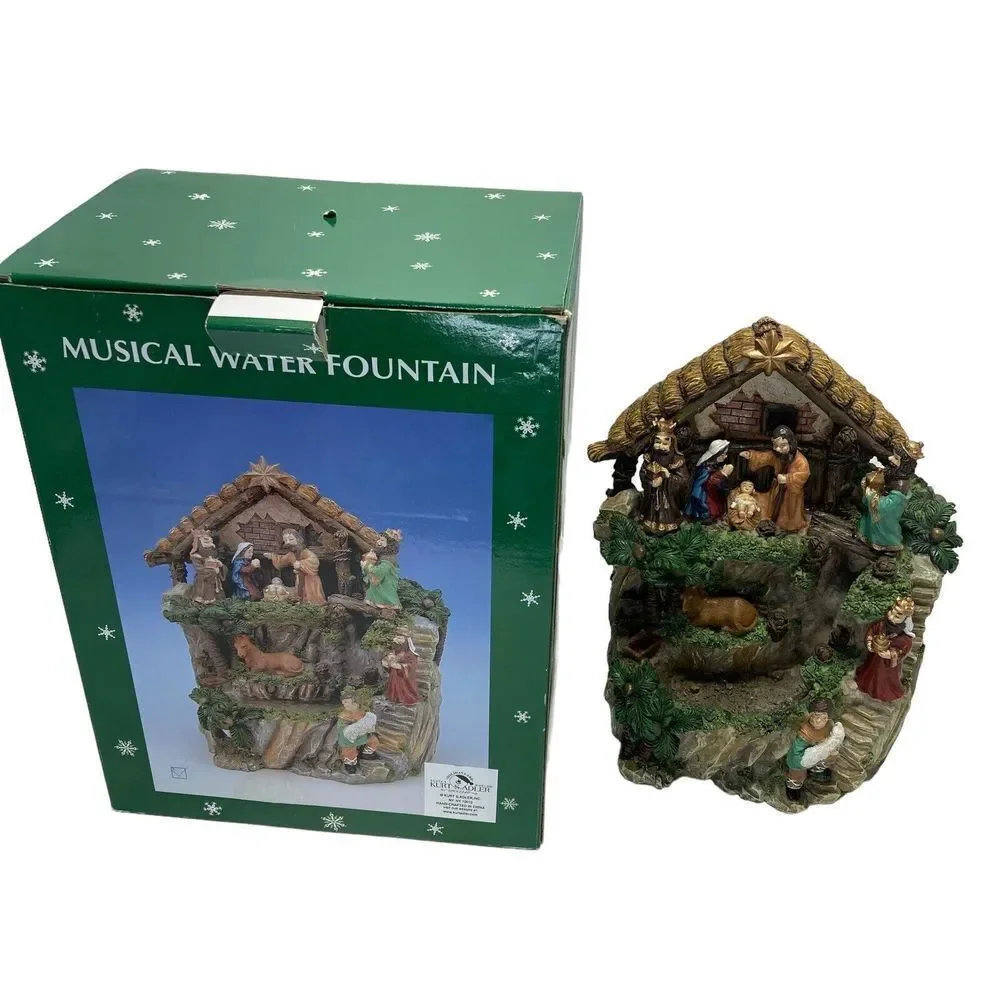 KURT S ADLER Nativity‎ Scene Musical Water Fountain NOS plays Silent Night